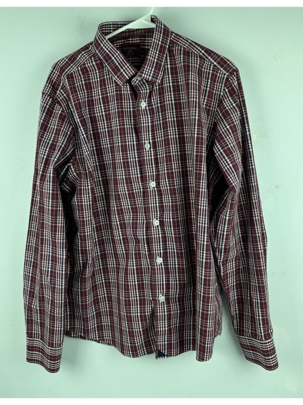 UNTUCKit Shirt Mens Large Chevalier WF Red Plaid Long Sleeve Button Up